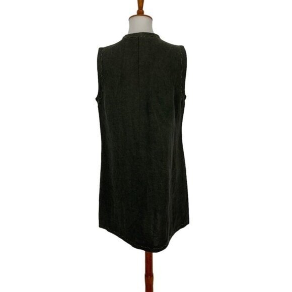 L ONeill Design Boho Linen Sleeveless Tunic Dress Green Earthy Cottagecore Small - Picture 4 of 5